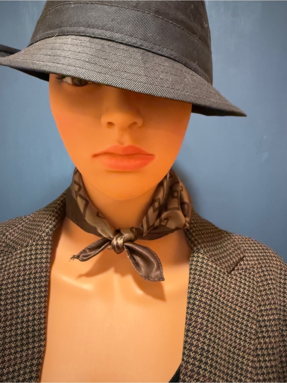 ✨ Aldo Geometric Satin Square Scarf — Brown & Taupe